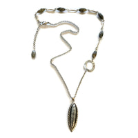 Orthocera Fossil Pendant Silver Necklace With Jasper Stones - Creative Jewelry by Marcia - Asymmetrical Jewelry - Timeless Jewelry